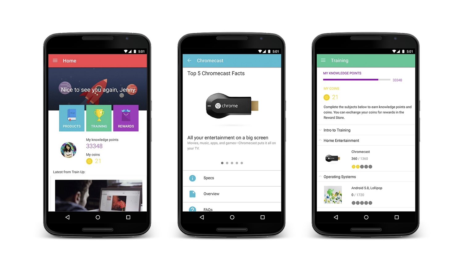 Retail training app screens