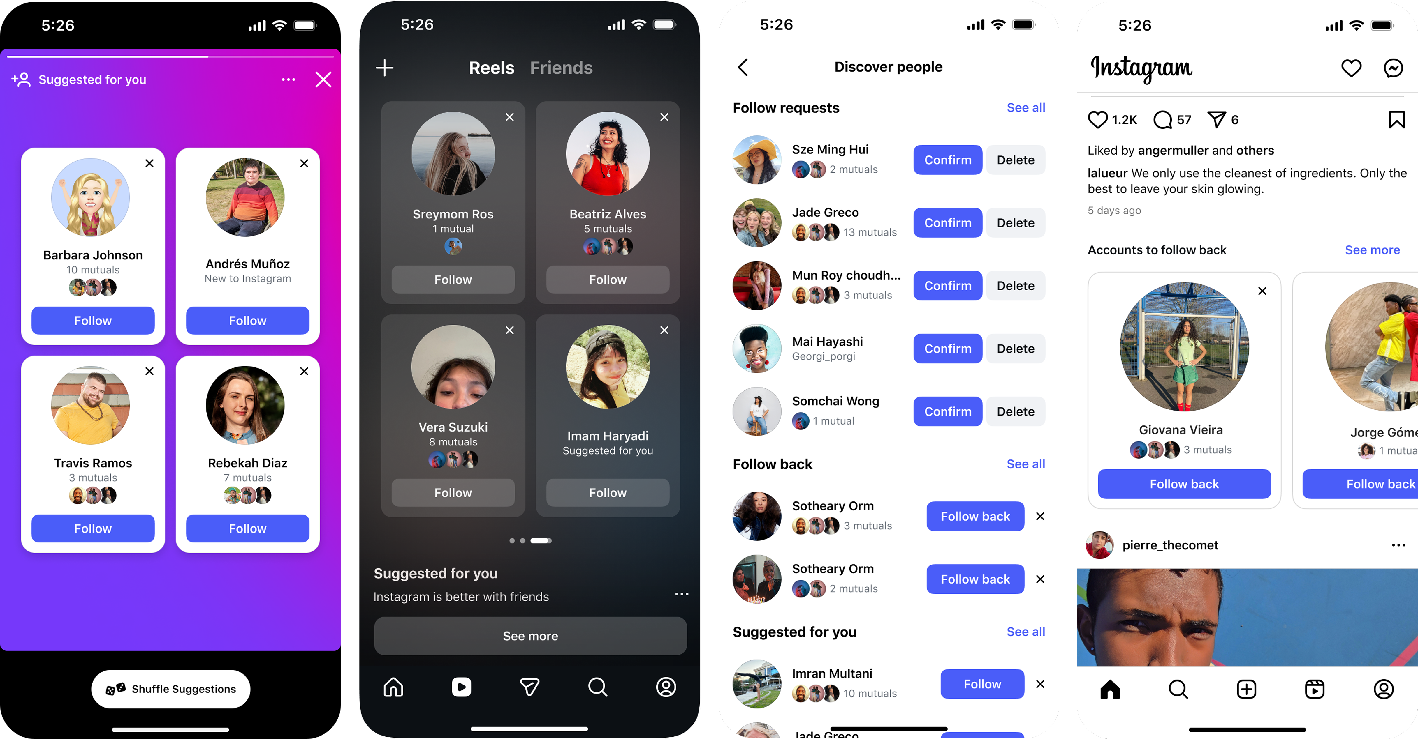 Examples of mutuals as social context on IG