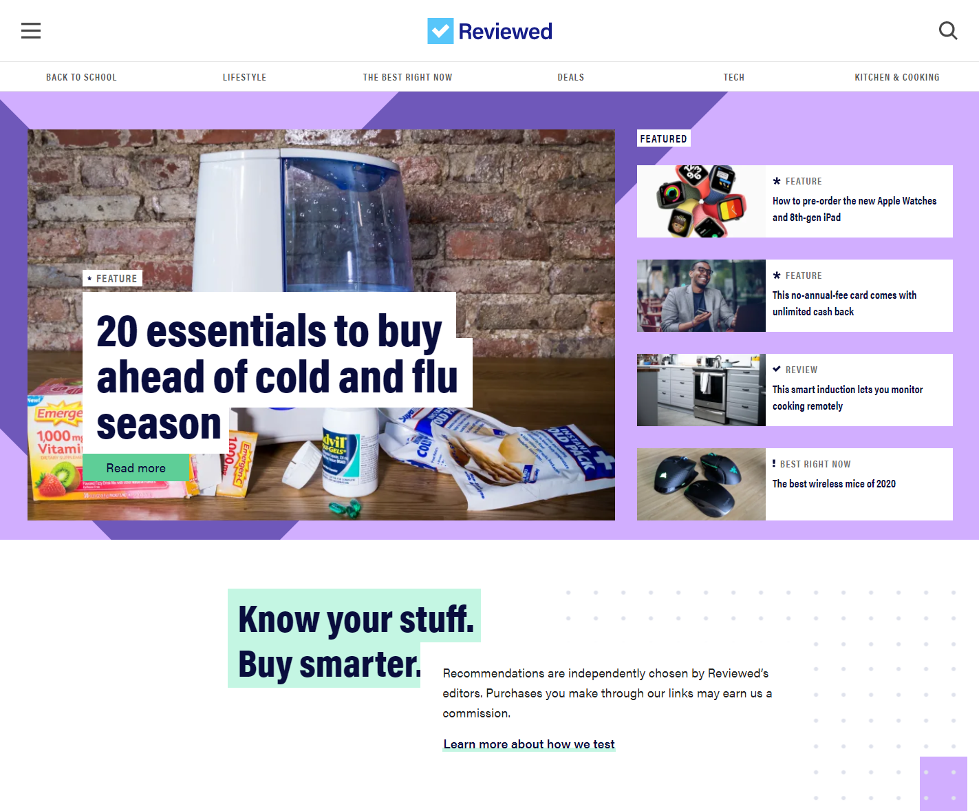 Reviewed homepage