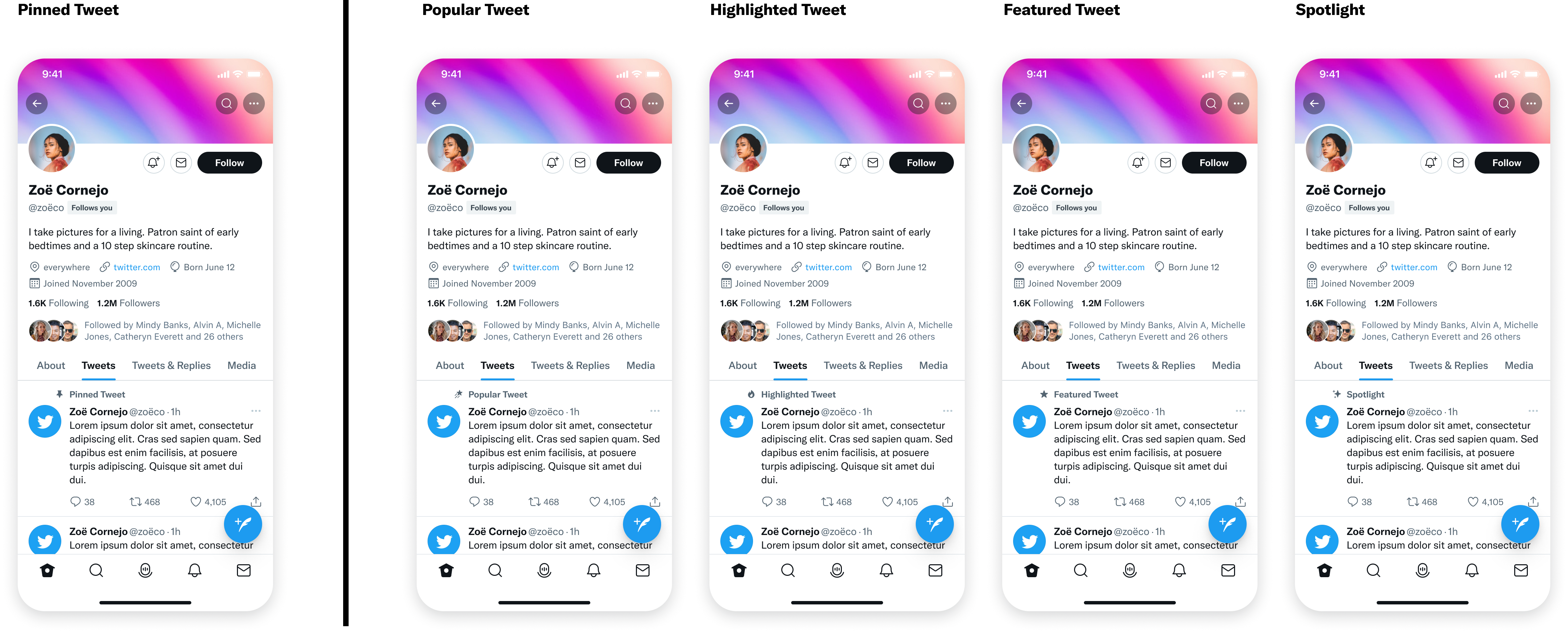 Popular tweet naming examples